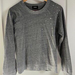 MONROW Gray Embellished Raglan Sweatshirt – Size XS